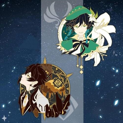 Cartoon Cosplay Games Genshin Impacts Enamel Pin Cute Barbatos Kinsen Morax Brooch Accessories Anime Video Game Fans Badge Gift