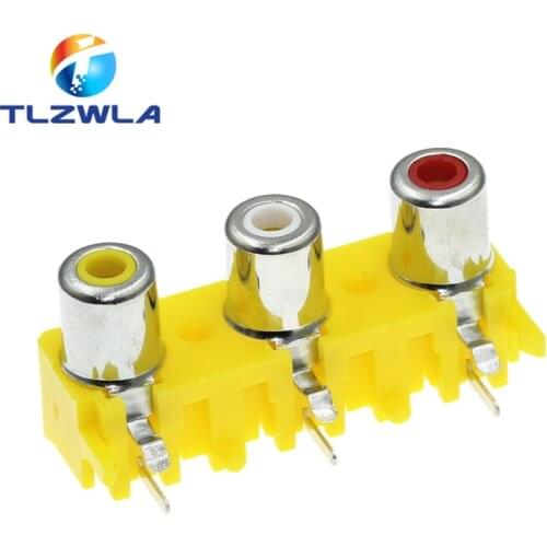 100Pcs RCA Female Socket 3 RCA AV Audio Jack 3 Hole Socket AV3-8.4-15