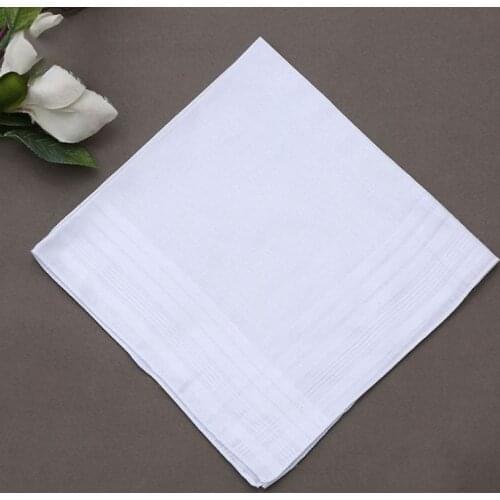 12Pcs/Set 40x40cm Men Women Cotton Handkerchiefs Pure Hankies Jacquard Striped Pocket Square Towel DIY Painting