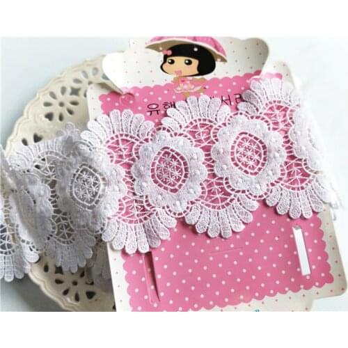 Exquisite White Mikl-silk Water-soulble Embroidered Lace Trim DIY Headware Handmade Material Lace Trim Width 10cm 5Yds/lot