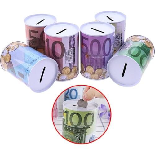 Euro Dollar Money Box Safe Cylinder Piggy Bank Banks For Coins Deposit Boxes