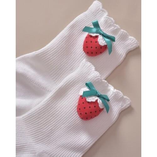Japanese Strawberry Lace Cotton Socks Lolita Girls Socks Cute Korean Students Joker Pile Socks Women