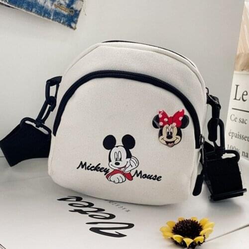 Disney cartoon Mickey mouse canvas small bag girl new ins Japanese diagonal wild student shoulder mobile phone bag