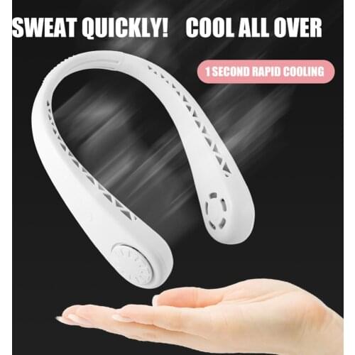 Mini Portable Neck Hanging Fan USB Rechargeable 3-speed Adjustable Bladeless Silent Cooling Fans Summer Outdoor Hands-free Fan