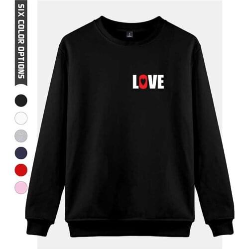 Fashion Print Love Hoodies Pullover O-neck Black White Hoodie Men Women Long Sleeve Sport Hip Hop Style Capless Sweatshirts Tops