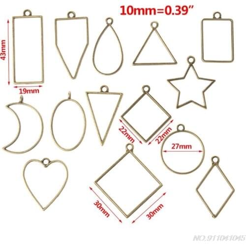 14Pcs Geometric Shape Metal Frame Set DIY Epoxy Resin UV Crystal Silicone Molds Jewelry Pendant Making D04 20 Dropshipping