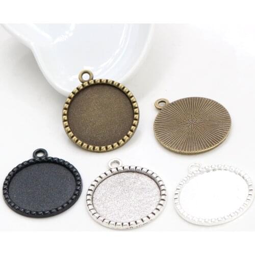 New Fashion 5pcs 25mm Inner Size 4 Colors Fashion Style Cabochon Base Setting Charms Pendant