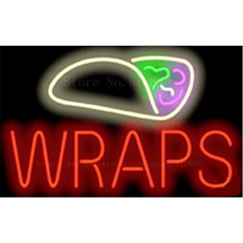 Wraps NEON SIGN REAL GLASS BEER BAR PUB LIGHT SIGNS store display Restaurant shop food diet pizza subs Advertising Lights 17*14"