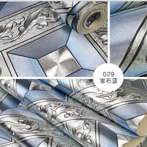 Beibehang Hd wallpaper blue Mosaic of red and gold foil 3D wallpaper background wallpaper sitting room KTV wallpaper wall 3 d