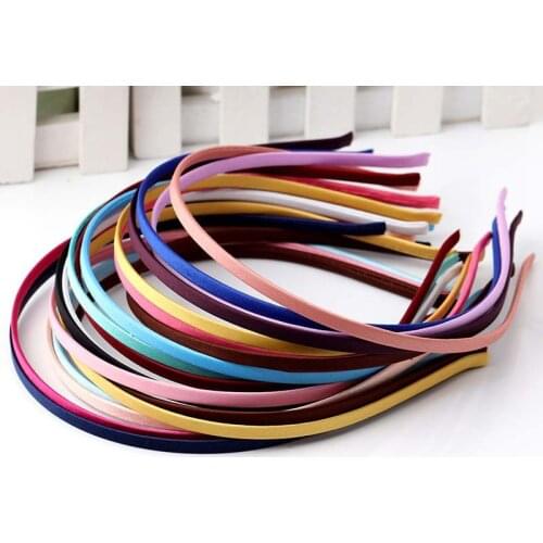 5Pcs/lot 20 Colors Handmade Satin Covered Resin Hairbands For Women Girls Solid Hair Band DIY Headband Children Kids Head Hoop