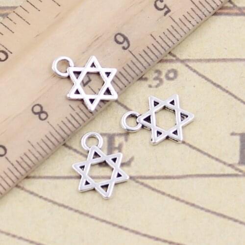 30pcs Charms Star Of David Shield 13x10mm Antique Silver Color Pendants Making DIY Handmade Jewelry Factory Wholesale