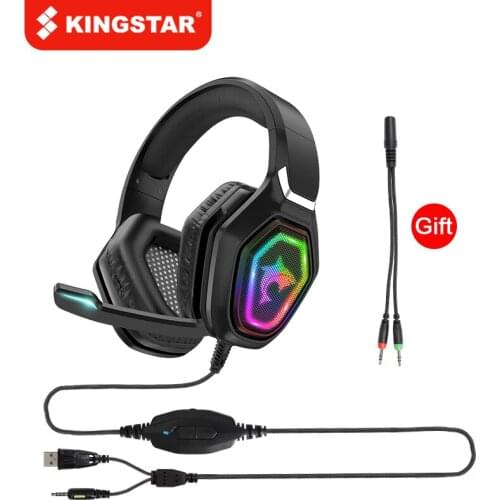 KINGSTAR LED 7.1 Stereo Bass PC Gamer RGB Headphones with Microphone For PS4 Playstation Over ear Phone Wired Gaming Headset