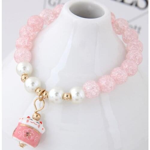 Sweet glass crystal stone lucky cat lucky lucky single accessories ladies personality bracelet ornaments kawaii animal