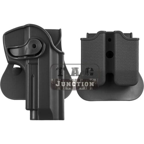 Tactical Retention Rotate Pistol Holster Concealed IMI Gun Pistol Holsters w/ Magazine Pouch For Beretta 92 96 M9
