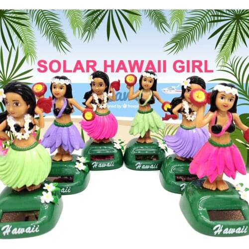 Hula Girl Dancing Shaking Head Toys Solar Powered Dancing Toy Auto Interior Decompression Beauty Grass Skirt Swing Ornament