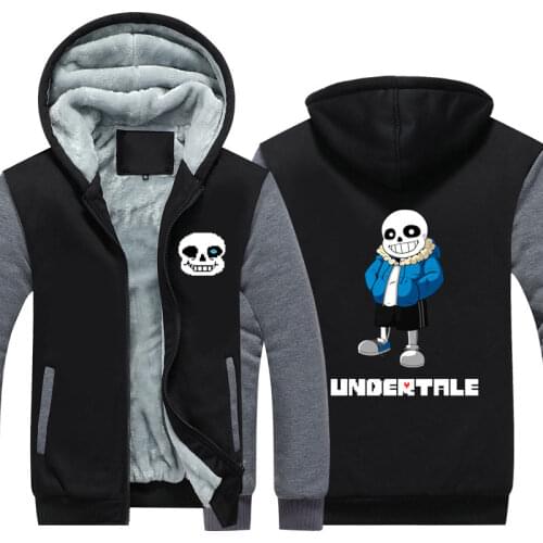 Undertale Sans Skull Hoodie Jacket Coat Winter Fleece Thick Warm Sweatshirts Long Sleeve Plus Size