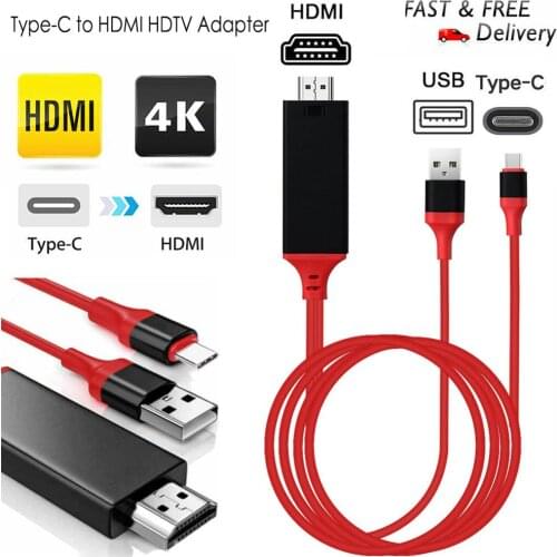 USB3.1 Type-C to HDMI-compatible Adapter Cable 2M 4K*2K UHD HDTV Cable For Samsung S9 S8 S10 Note 8/9 Huawei Mate10 P20 Macbook