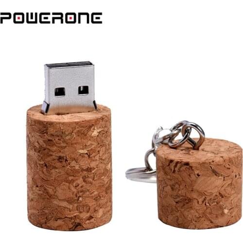 POWERONE Wooden cork USB flash drive wood bottle plug pendrive 4GB 16GB 32GB 64gb fashion memory stick with keychain gifts