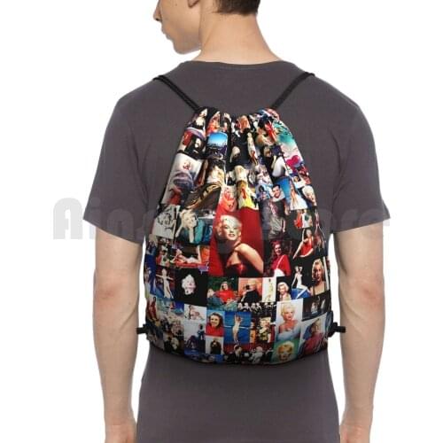 Marilyn Monroe Collage Vintage Image Backpack Drawstring Bag Riding Climbing Gym Bag Marilyn Monroe Collage Vintage Image