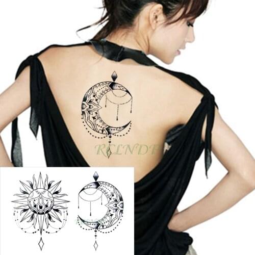 Waterproof Temporary Tattoo Sticker Moon Sun fake tatto flash tatoo tatouage temporaire Stickers arm leg neck for men girl women