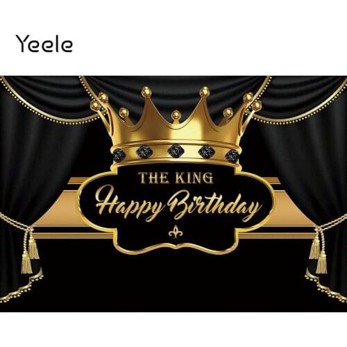 Yeele Birthday Backdrop Photocall Golden Crown Adult Portrait Party Decor Background Photographic Photography For Photo Studio