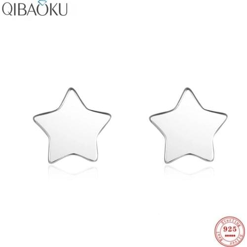 Sterling Silver 925 Stud Earring Small Smooth Star Earrings Mini Fashion Simple Ear Jewelry for Women Gift Party
