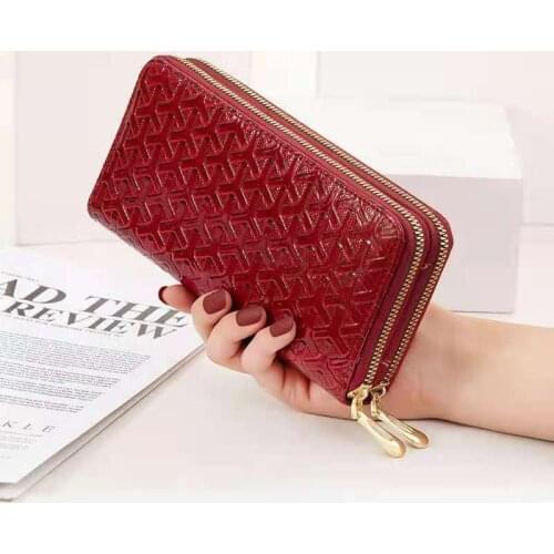 Womans wallet Ladies Fashion long double zipper hand strap card coat paint large-capacity mobile phone bag Pattern lattice 884