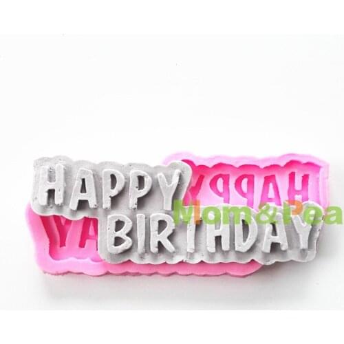 Mom&Pea 0752 Free Shipping Happy Birthday Shaped Silicone Mold Cake Decoration Fondant Cake 3D Mold Food Grade Chocolate Mold