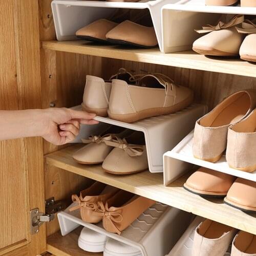 1pcs/4pcs/6pcs Shoe Cabinet Storage Double-Layer Integrated Shoe Tray Dormitory Space-Saving Partition Shoe Box Shoe Rack