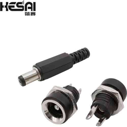 10PCS DC Power Connector pin 2.1x5.5mm Female Plug Jack + DC-022B Male Plug Jack Socket Adapter