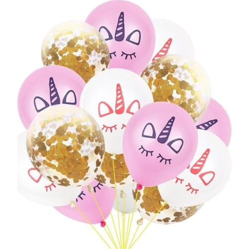 15pcs Unicorn Party Balloons Latex Confetti Baby Shower Unicorn Baloon Air Ballon Birthday Party Decoration Supplies