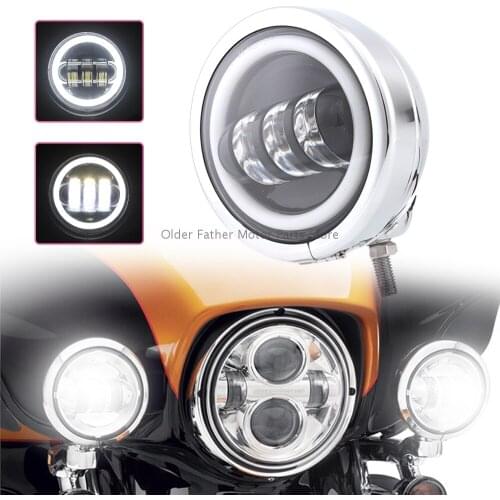4.5" Motorcycle Chrome Metal Fog Light ring LED moto point Fog Passing Lights Bar for Harley Davidson Electra Glide Road King