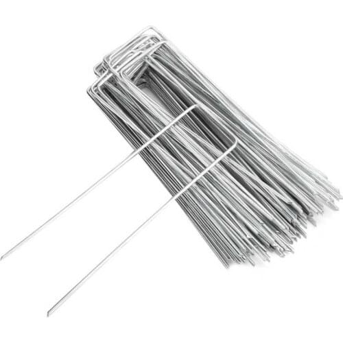 50PCS Iron Garden Fence Stakes Ground Staple Spikes U-Shaped Fixer Weed Barrier Fabric Spike Landscape Lawn Garden Fixing Peg