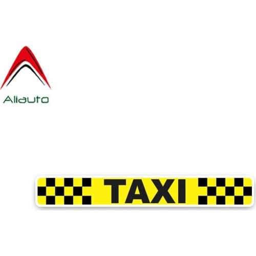 Aliauto Yellow Checkered TAXI Car Sticker Retro-reflective Waterproof Cover Scratch Decals Fashion Car-styling PVC,20cm*2cm