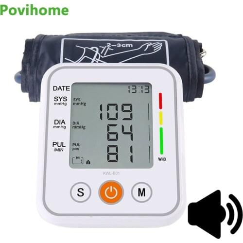Automatic Digital LCD Upper Arm Blood Pressure Monitor Heart Beat Rate Pulse Meter Tonometer Voice Sphygmomanometers Pulsometer