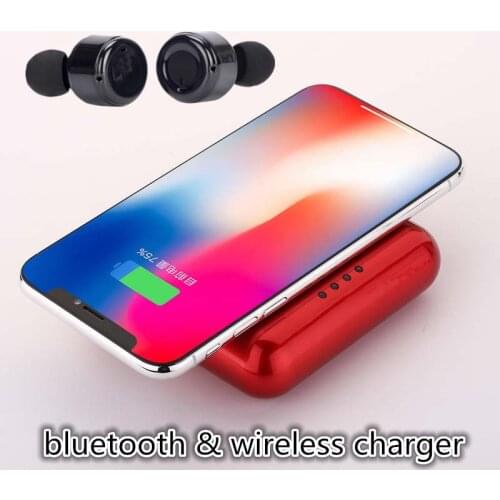 X4T bluetooth stereo earphones wireless headphones with 5200mAh battery power bank wireless charger for iphone android samsung
