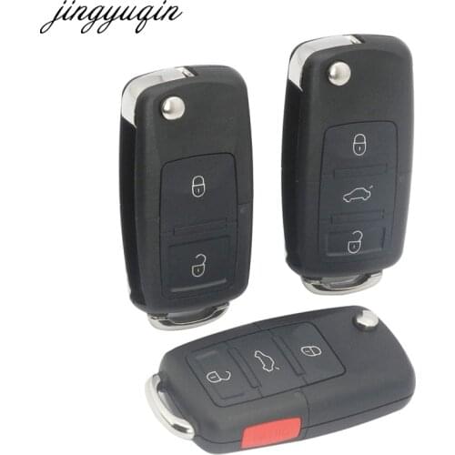 Jingyuqin No Blade 2/3/4 Buttons Flip Folding Remote Car Key Shell Case Fob For VW polo passat b5 B6 Tiguan Golf 4 5 Seat Skoda