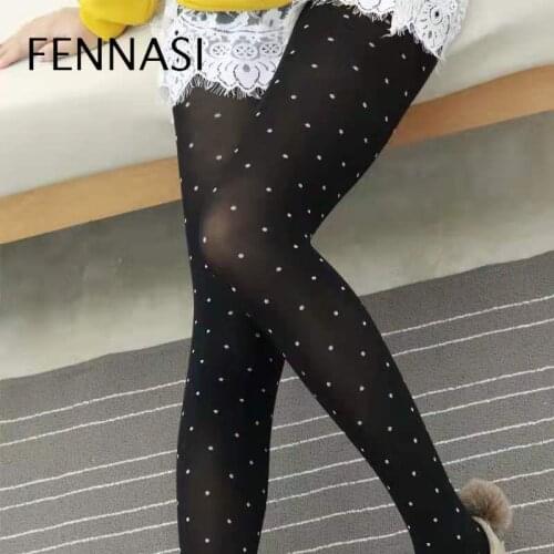 FENNASI Harajuku Polka Dot Tights Print Black Nylons Lady Pantyhose Woman High Waist Sticky Woman Tights Sexy Woman Pantyhose