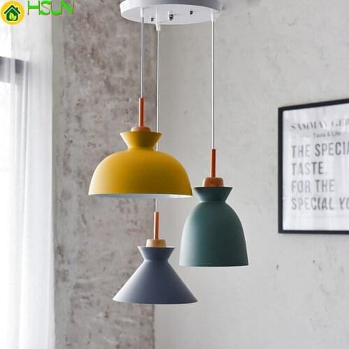 And Fashion Indoor lighting pendant lights Wood aluminum lamp restaurant bar coffee dining room LED hanging light fixture
