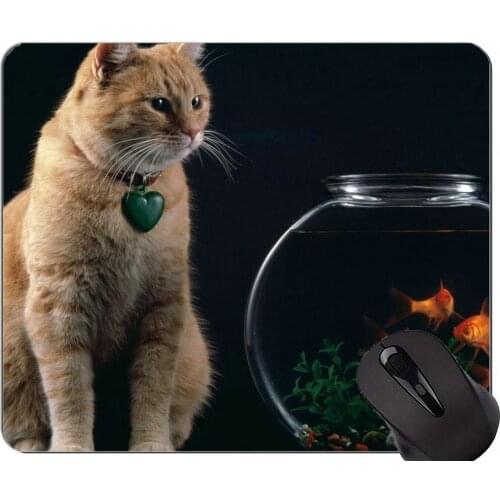 Gaming Mouse Pad Custom,Kitten fractal cat eyes blue Home Office Computer Accessories Mousepads