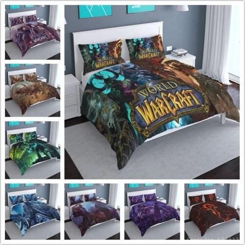 World of Warcraft Online Game 3D Cartoon Bedding Set Duvet Cover with Pillowcase Bed Linens Bedclothes Twin Full Queen King Size