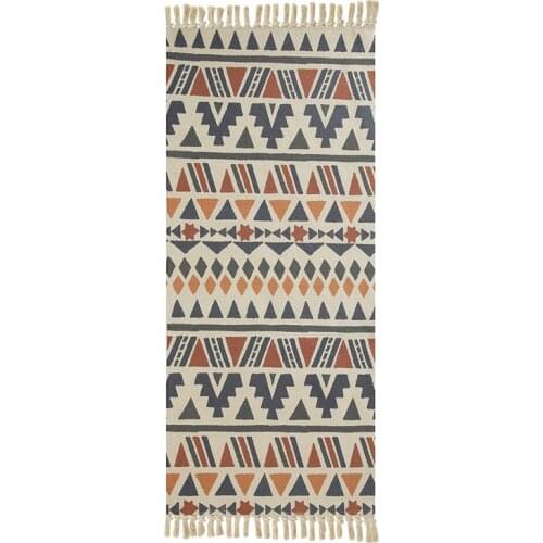 Bohemian Home Decorative Cotton Linen Hand Woven Rugs Geometric Floor Mat Bedroom Living Room Carpet With Tassels Home Decor