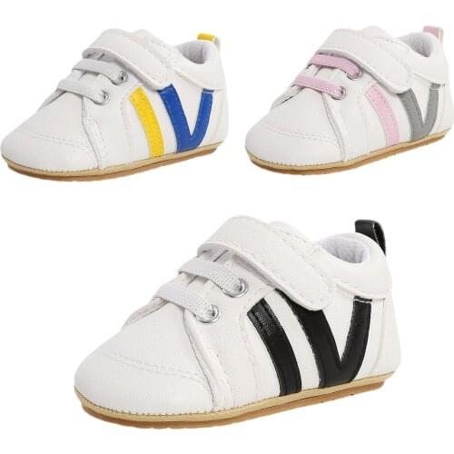 New Baby Boy Girl Soft Sole Crib Shoes Anti-slip Sneaker PU Breathable Solid First Walkers
