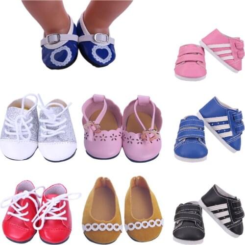 Doll Gym Shoes &Flat Shoes Suitable For Autumn For 18 Inch And New Born Baby Generation Birthday Girls Toy Gifts