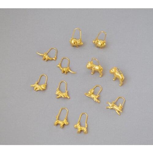 CSxjd Hot Sale Metallic Personality creative cute pet dog gold color pig Animal Zodiac earrings