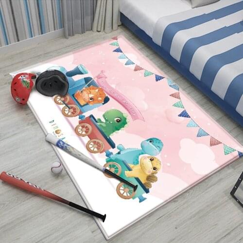 Hot Sale Interest Cute Animal Pattern Children Flannel Carpet Baby Hand Print Rug Baby Play Mat Rectangular Children Carpet