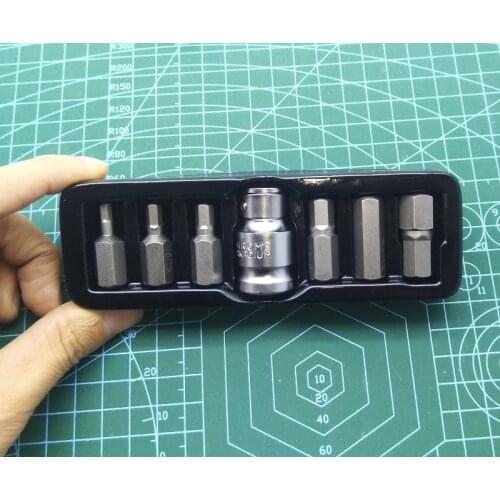 New 7pcs/set 3/8" 10mm Hex Screwdriver bit set with 1/2" Conversion sleeve for Spline Torx RIBE L30mm S2