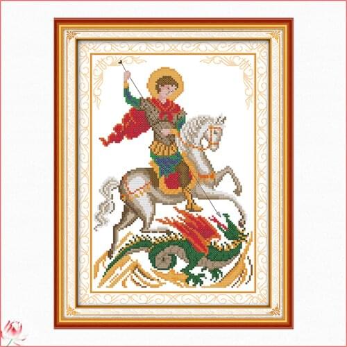 Cool Knight Cross Stitch Kits 11ct 14ct Counted Printing Patterns Canvas Embroidery Kit DMC Line Number DIY Needlework Home Deco
