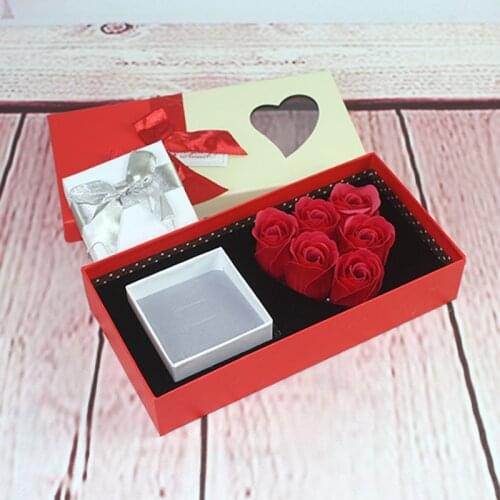 Valentines Day New Rose Gift Box Womens Day Rose Lipstick Simple Window Jewelry Gift Box Flower For Birthday Gift