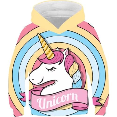 New 2021 Fashion Harajuku Winter 3D Sweatshirt girls Hoodies pullover Unicorn hooded Print O-neck Casual clothes boys sweater